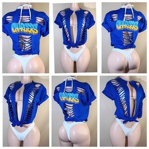 Blue Custom Los Angeles Chargers Tshirt